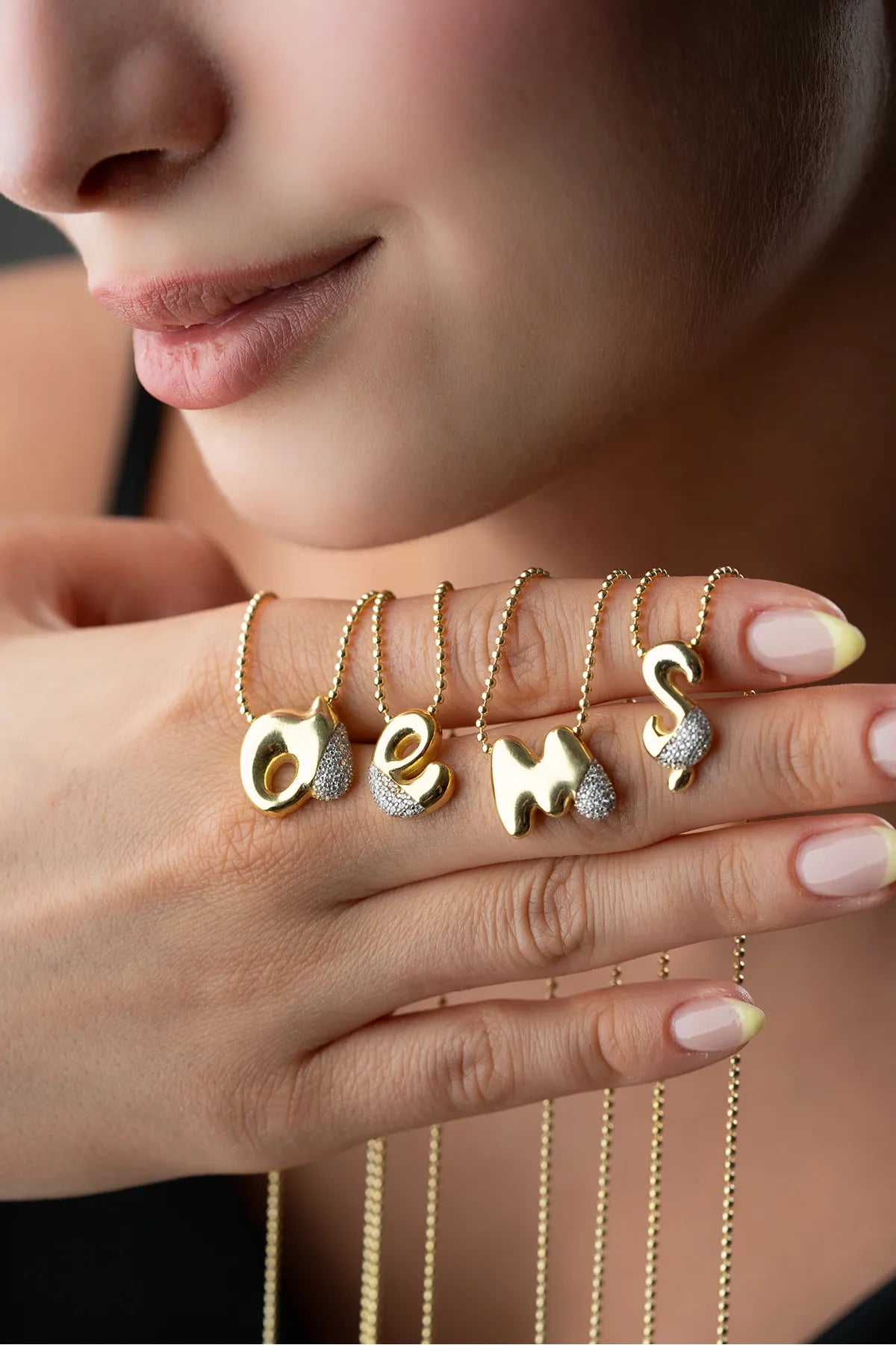925 Sterling Silver Letter Necklace with Stones