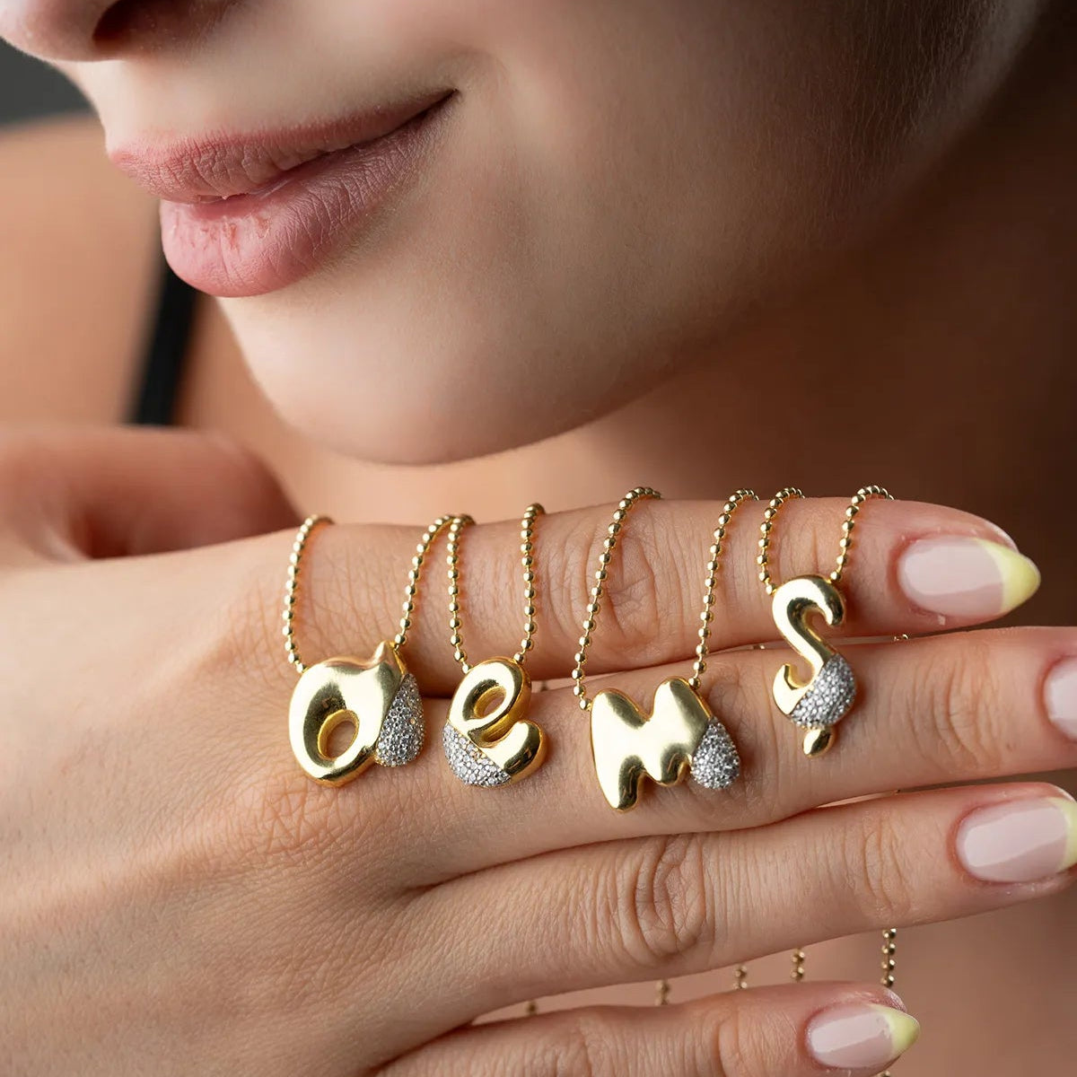 925 Sterling Silver Stone Letter Necklace