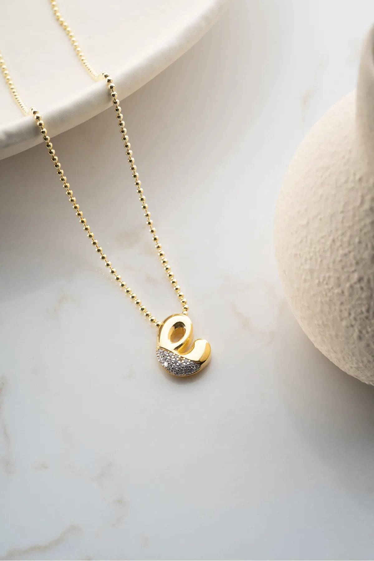 925 Sterling Silver Letter Necklace with Stones