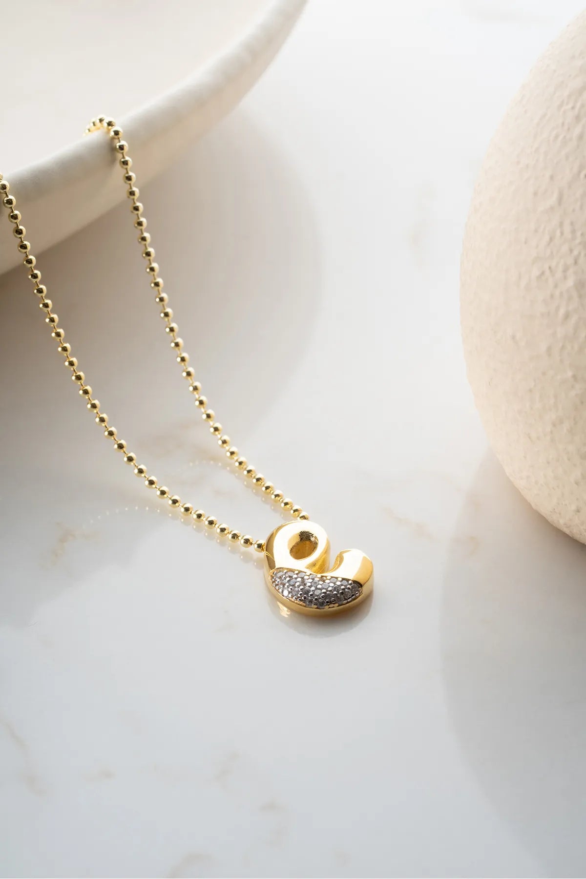 925 Sterling Silver Letter Necklace with Stones