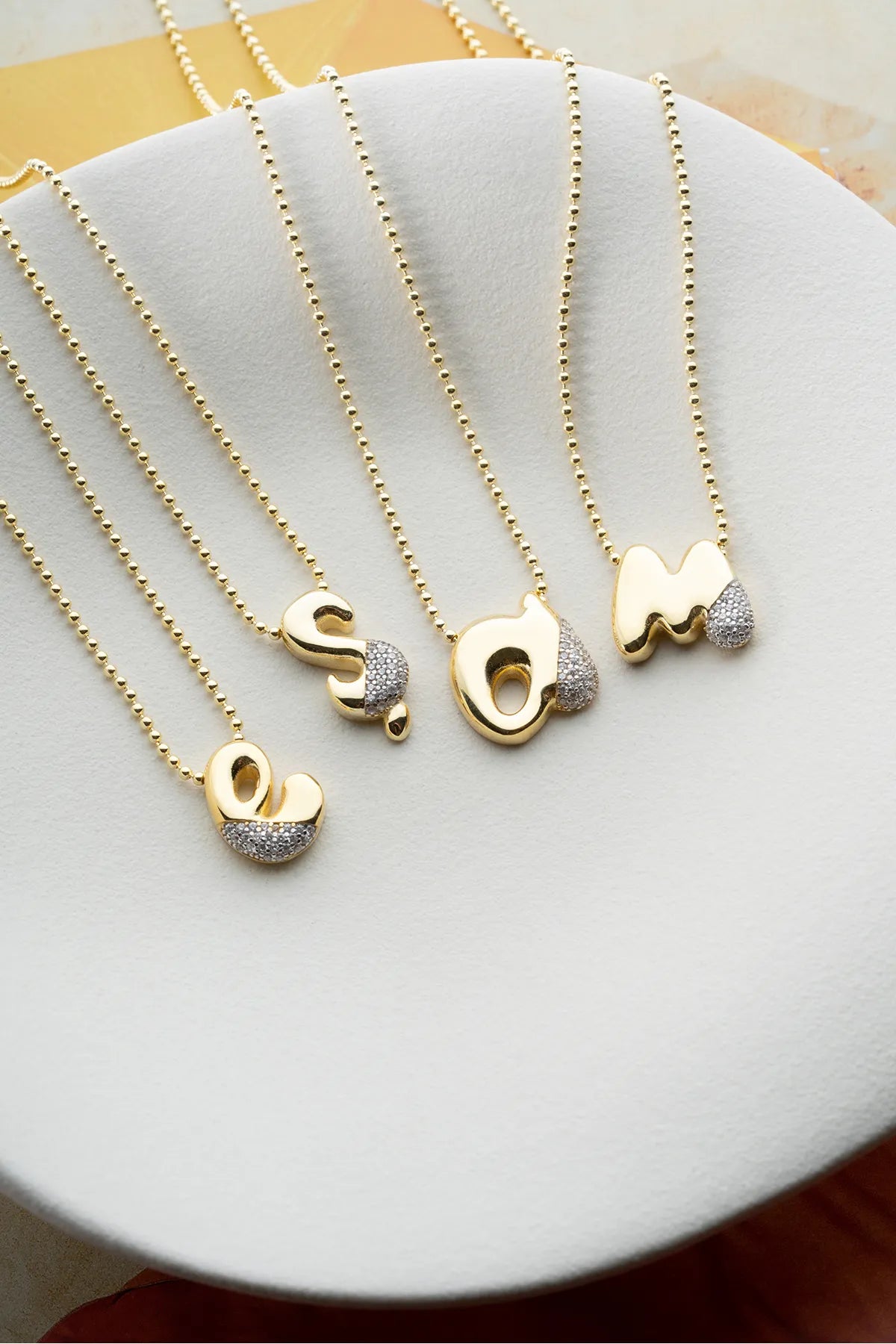 925 Sterling Silver Letter Necklace with Stones