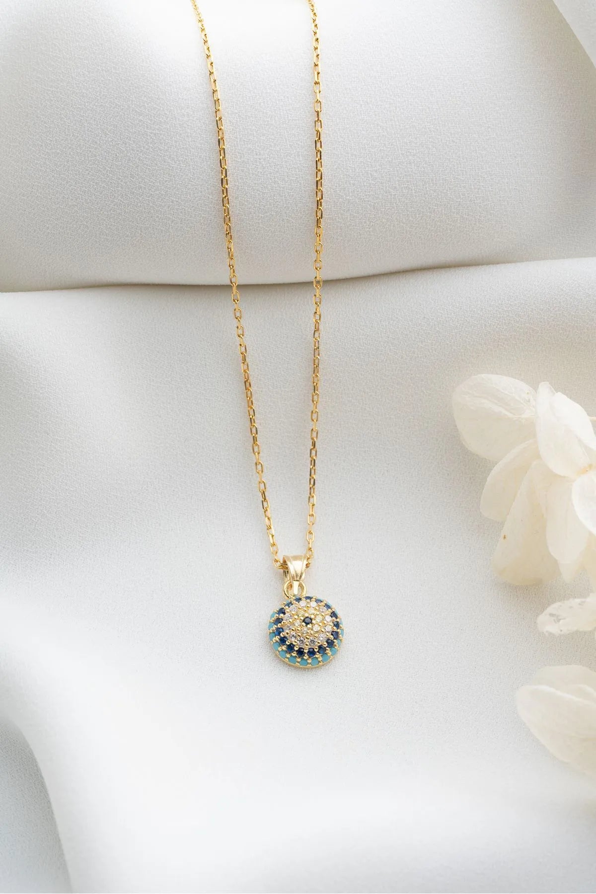 925 Sterling Silver Gold Plated Evil Eye Necklace