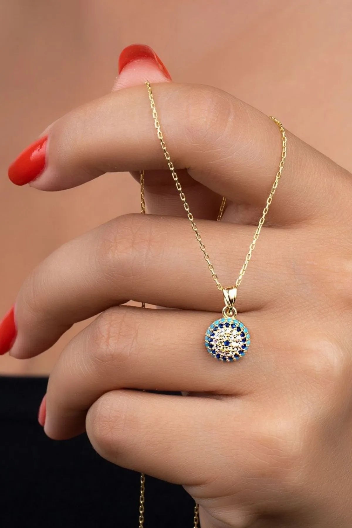 925 Sterling Silver Gold Plated Evil Eye Necklace