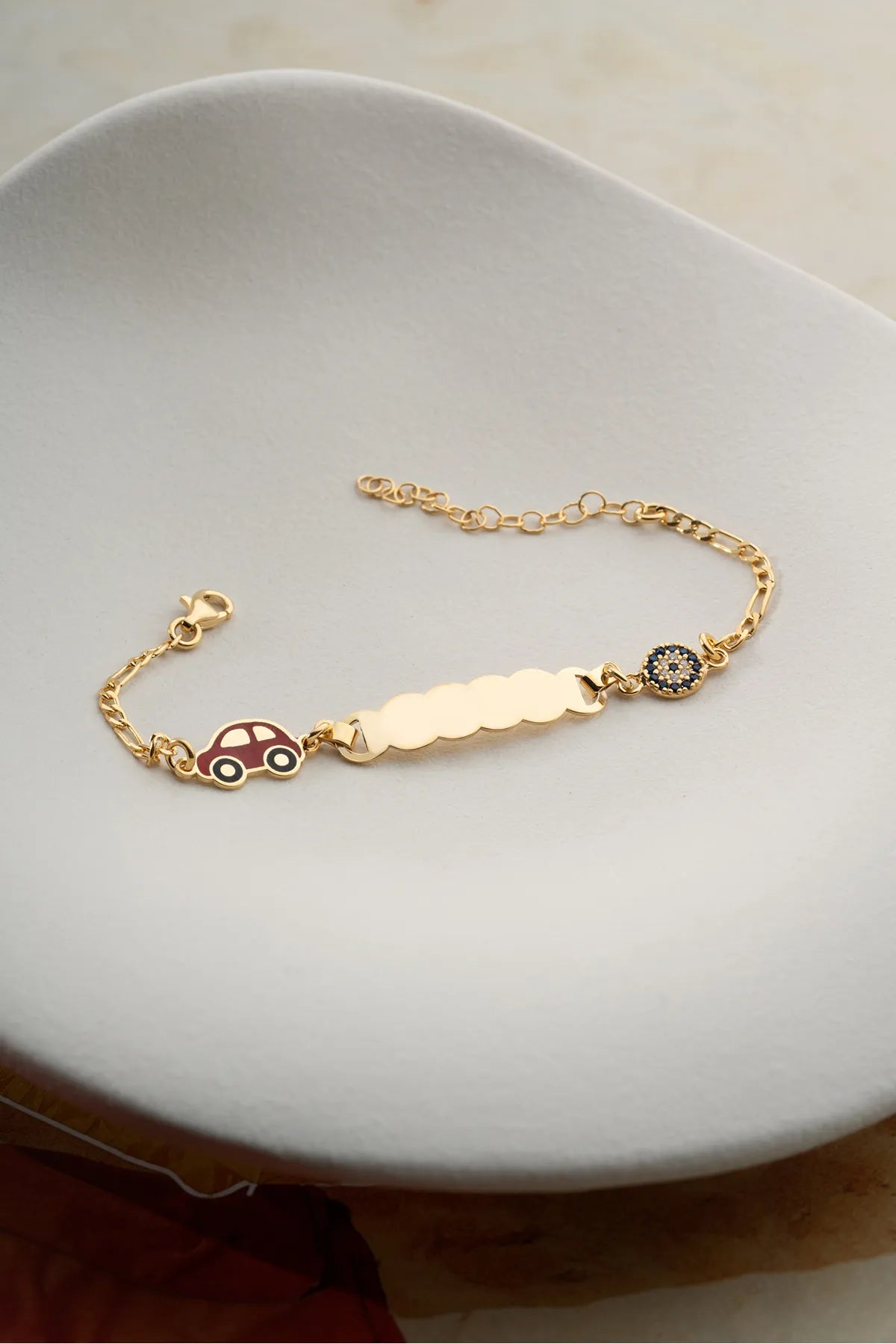 925 Sterling Silver Personalized Kids Bracelet with Car Charm