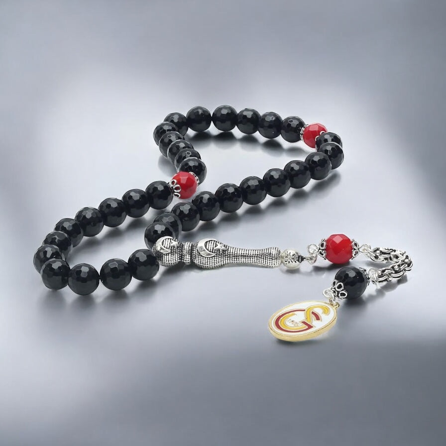 Onyx Gebetskette Tesbih GS mit 925er Silber