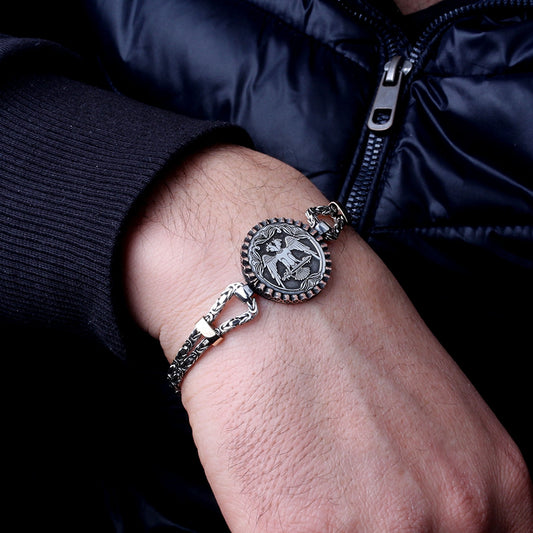 King Chain Double Eagle Silver Bracelet