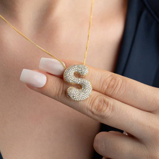 Balon Harf Kolye – 925 Ayar Gümüş – Zirkon Taşlı