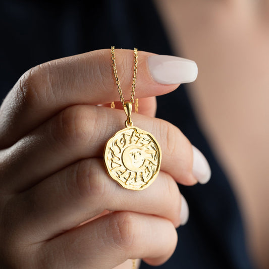 Sun & Moon Necklace – 925 Sterling Silver – Gold Plated