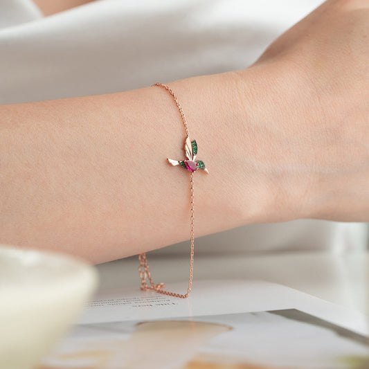 Arı Kuşu Bileklik – 925 Ayar Gümüş Rose