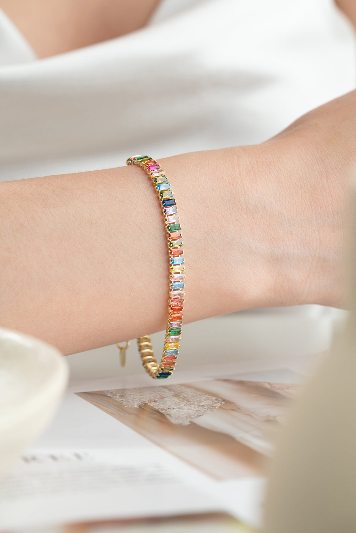 Armband mit Bunten Steinen – 925 Silber Vergoldet
