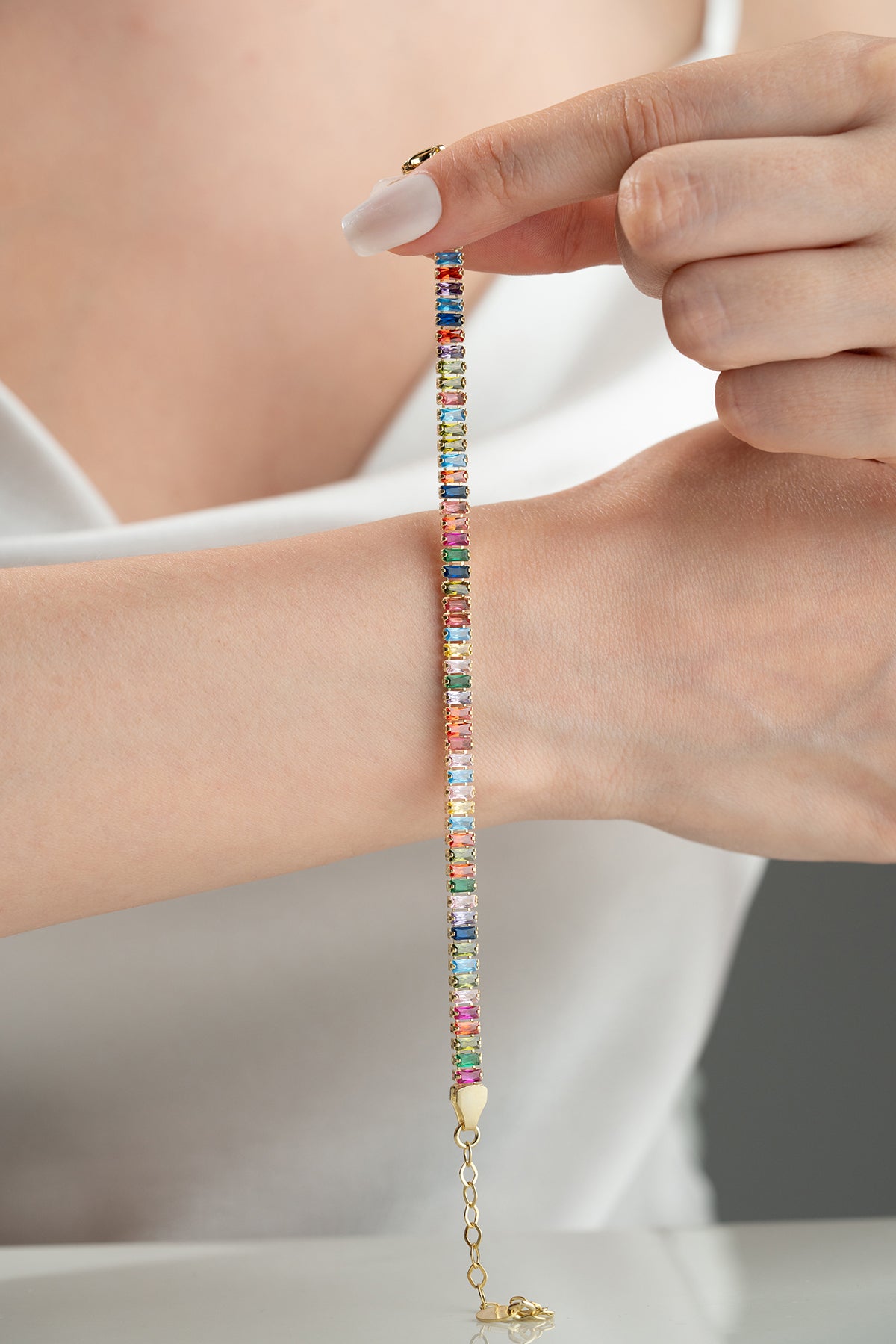 Armband mit Bunten Steinen – 925 Silber Vergoldet