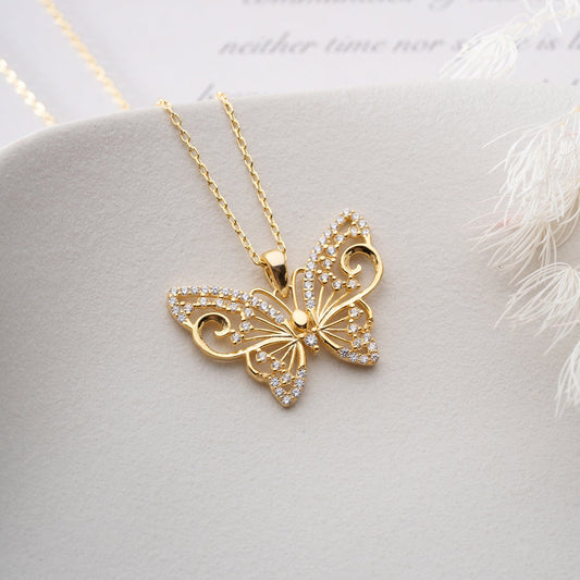 Butterfly Figured Necklace - 925 Sterling Silver