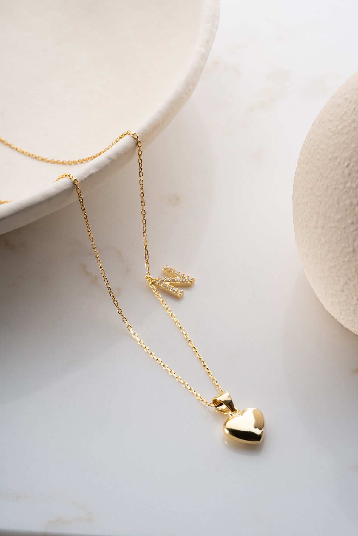 925 Ayar Gümüş Kalpli Harf Kolye