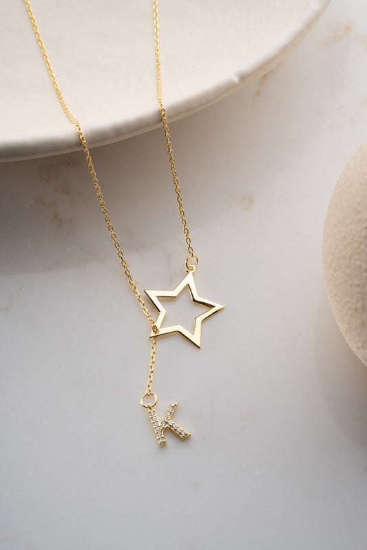 Starry Initial Stern & Buchstaben Silberkette