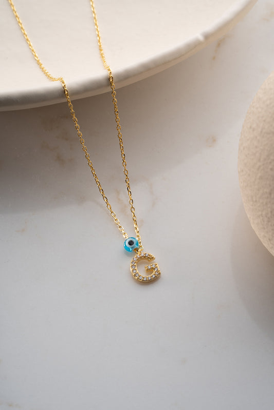 Evil Eye Initial Buchstaben Silberkette