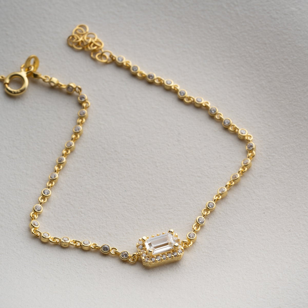 925 Silber Armband mit Baguette-Stein