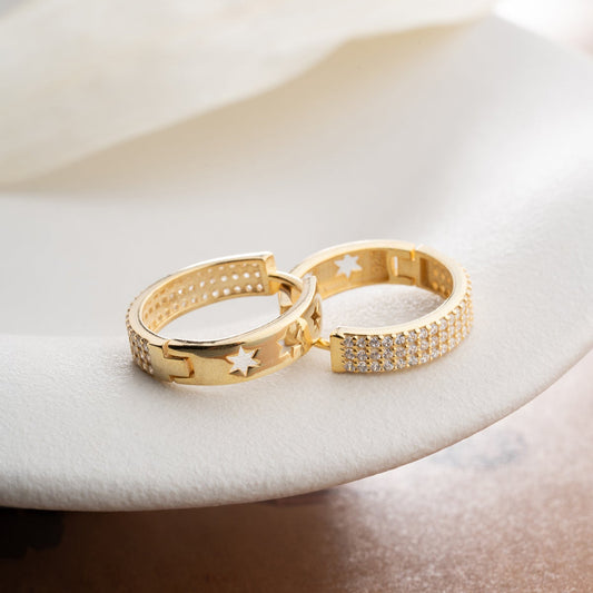 Stella Küpe – 925 Ayar Gümüş – Yıldız Motifli Taşlı Halka