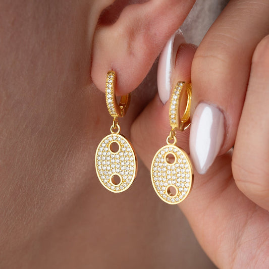 Aurora oval glittering gold plated earrings
