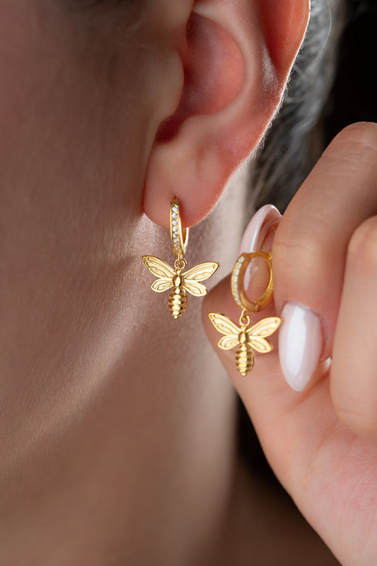 Queenbee gold -plated bee earrings