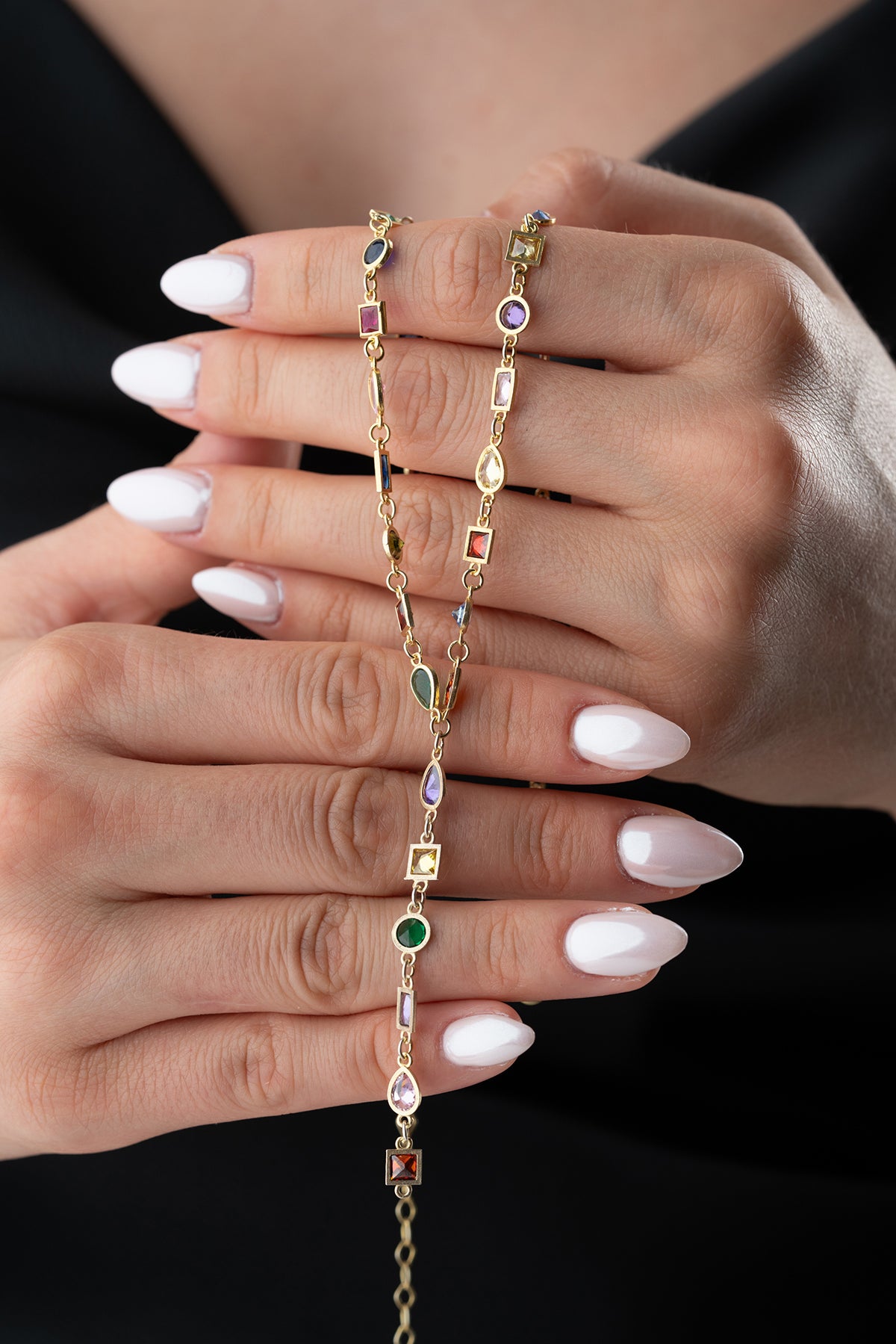 Y-Kette mit bunten Steinen – Serenay Kollektion, 925er Silber