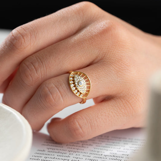 925 Ayar Gümüş Blue Aura Nazar Yüzük