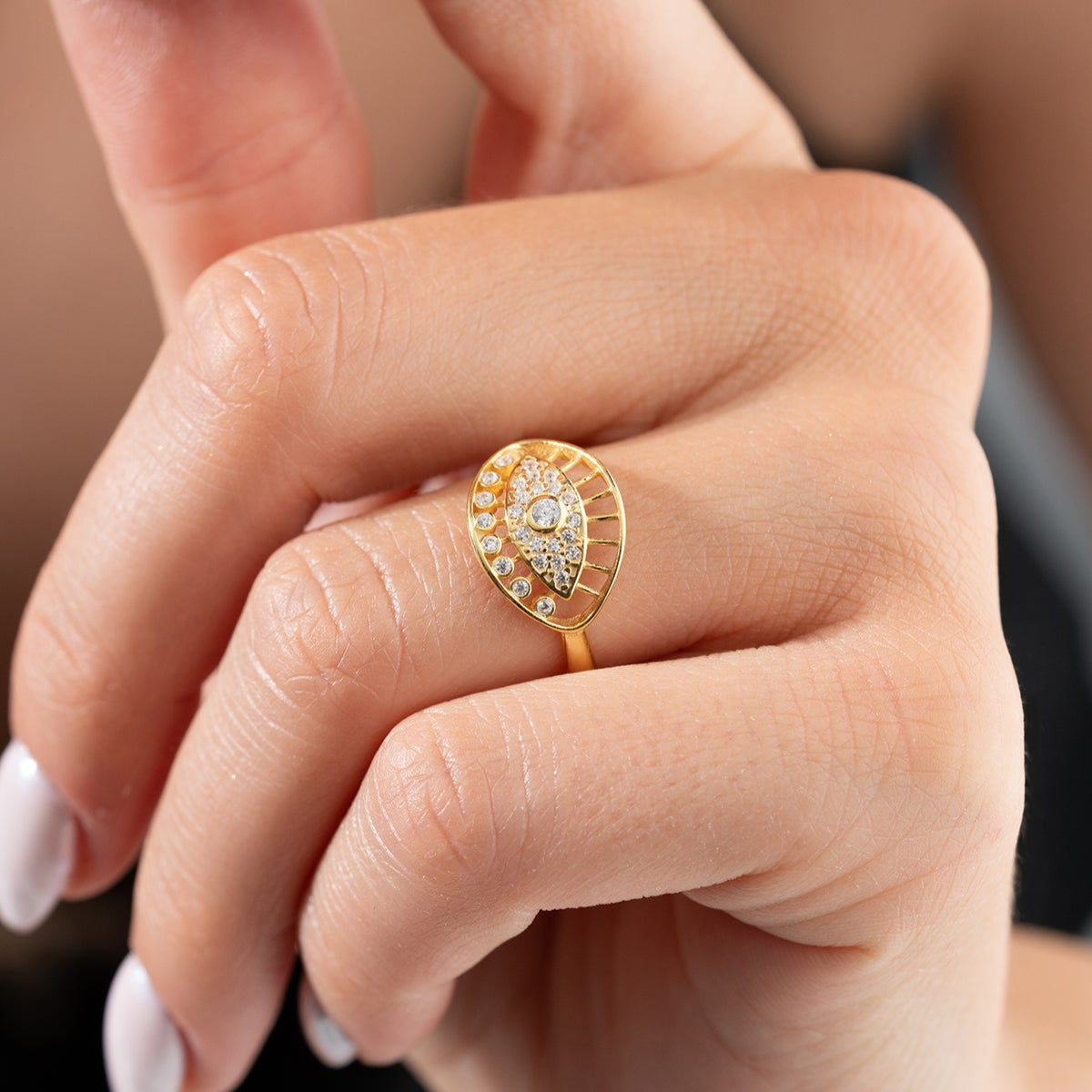 925 Silber Blue Aura Nazar Ring
