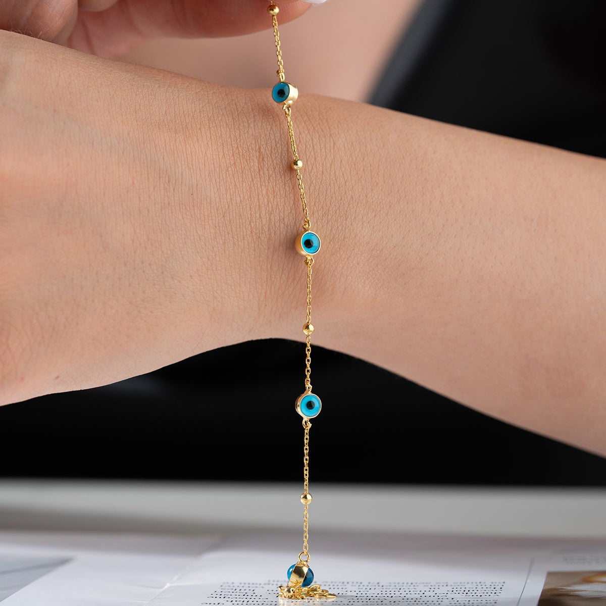 Blue Aura Nazar Bracelet - 925 Silver