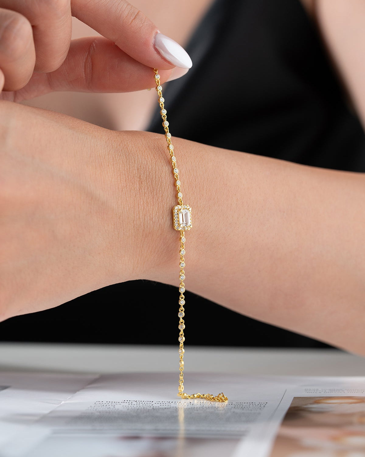 925 Bracelet en pierre de Bagon en argent sterling