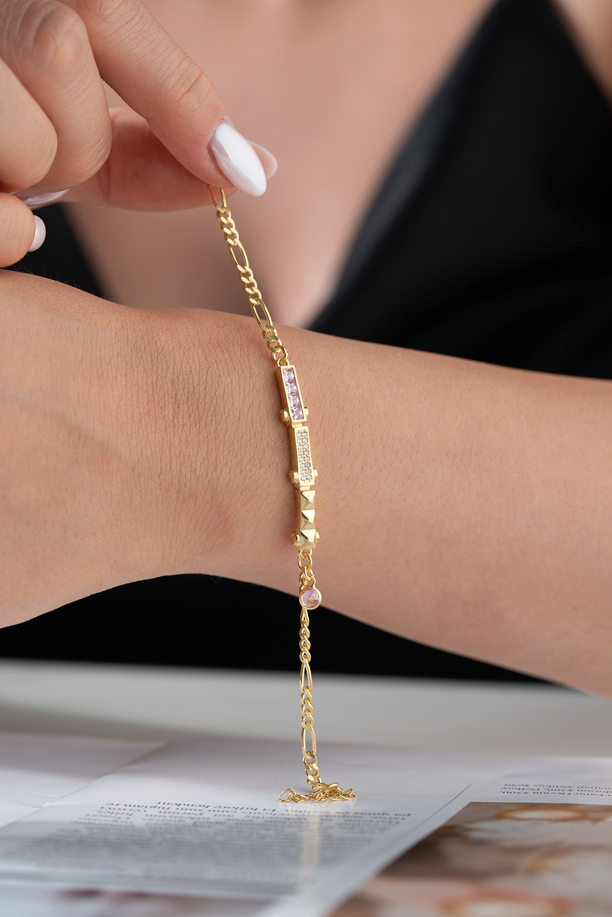 Armband mit Rosa Stein – 925 Silber