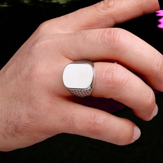 925 Sterling Silver Monogram 2 Letters Male Ring -5