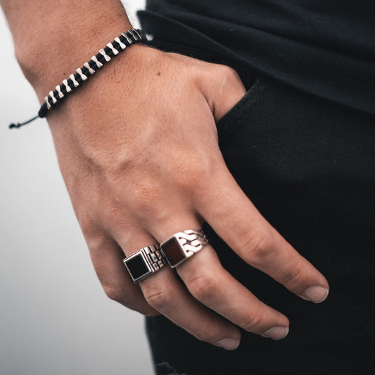 Onyxed Men's Silver Ring