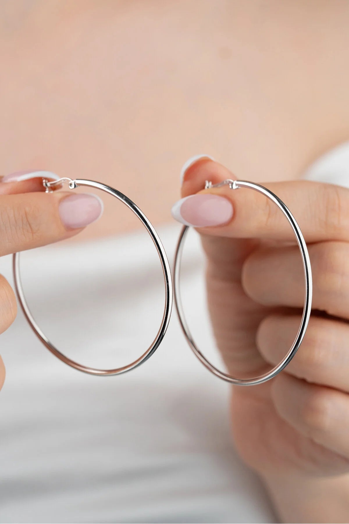 Large Hoop Earrings 55 mm 925 Sterling Silver