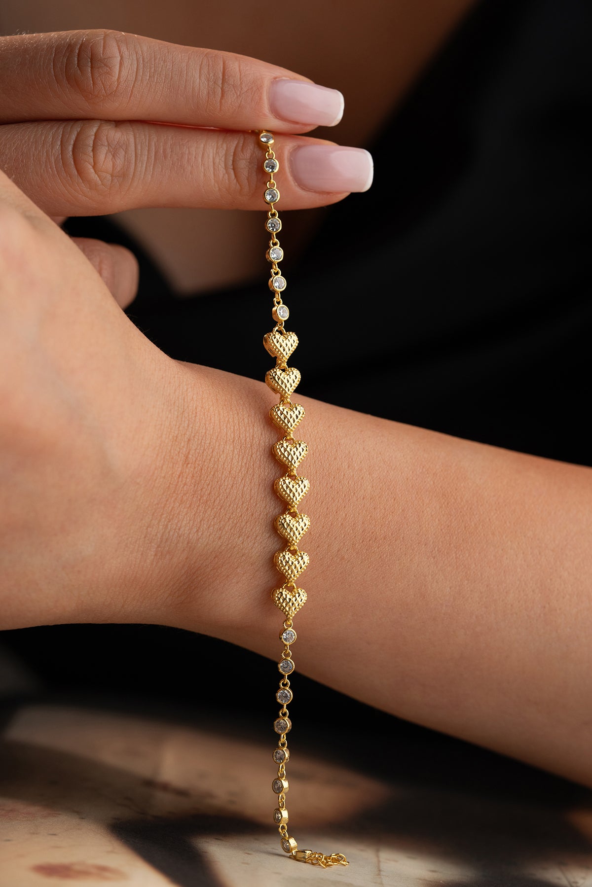 Herz Armband mit Steinen 925 Silber