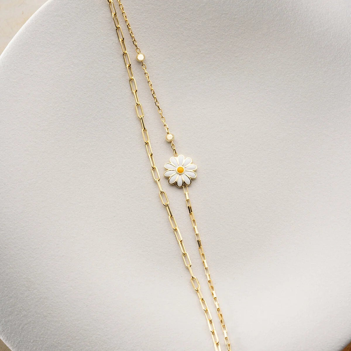 Doppelarmband mit Gänseblümchen | 925 Silber