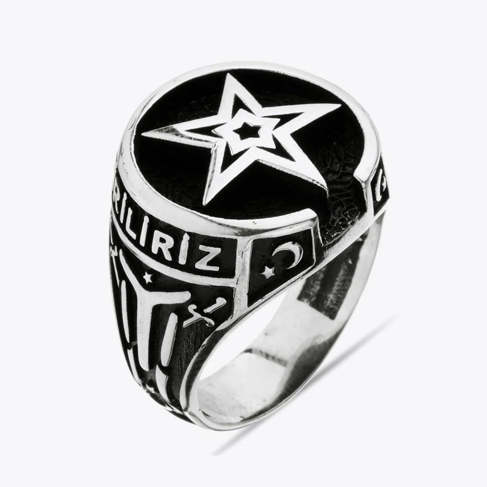 Diriliş Yıldızlı Erkek Gümüş Yüzük
