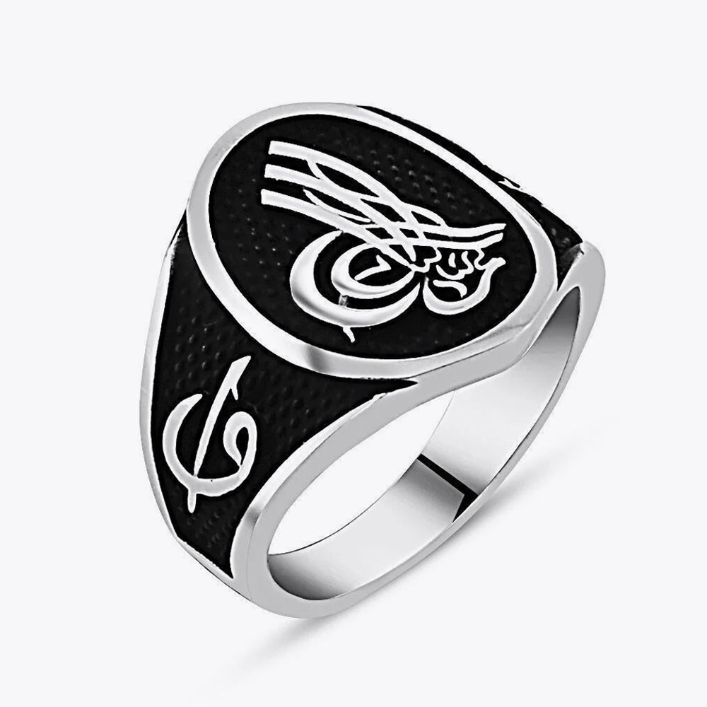 Osmanlı Tuğralı Elif Vav Erkek Gümüş Yüzük