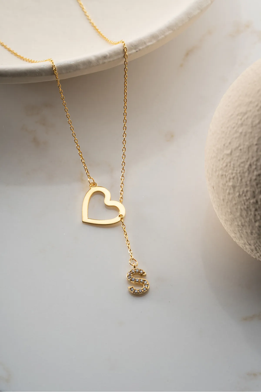 Herz-Buchstaben-Halskette – 925er Silber