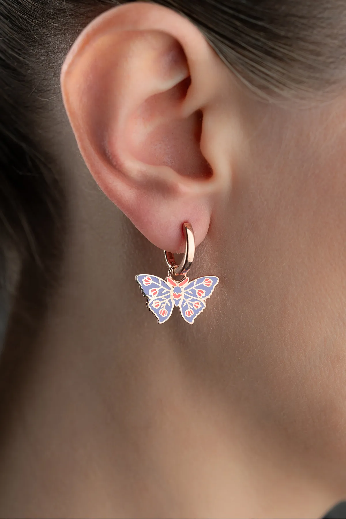 Colorful Wings Earrings – 925 Sterling Silver Rose Plated