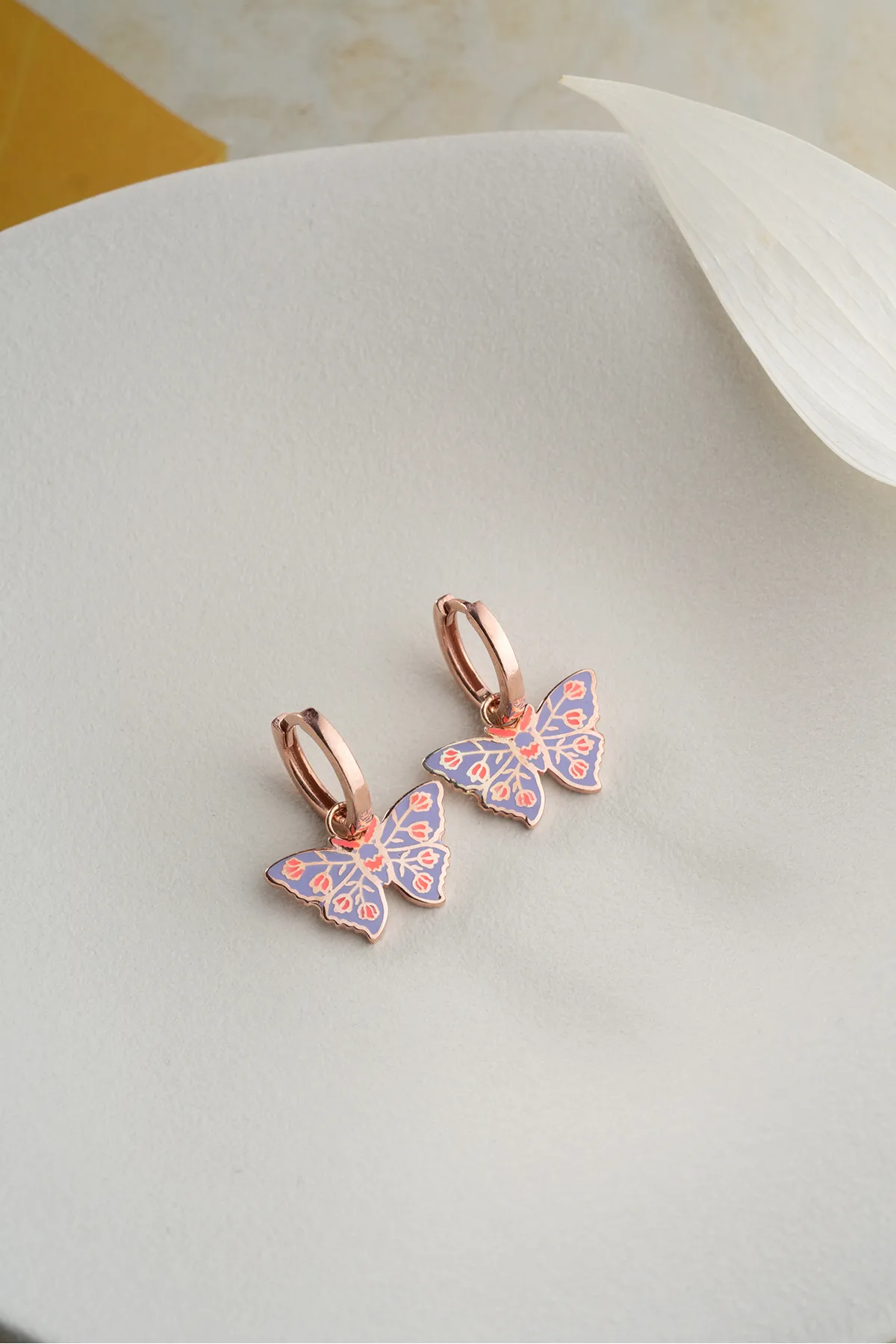 Colorful Wings Earrings – 925 Sterling Silver Rose Plated