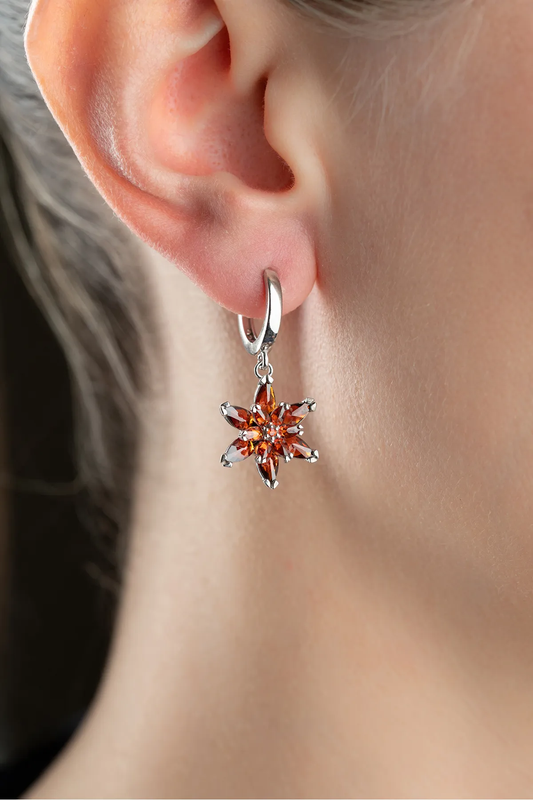 925 Ayar Gümüş Garnet Küpe