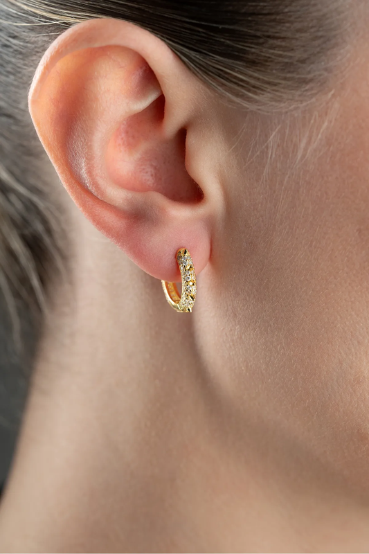 925 Ayar Gümüş Zirkon Taşlı Tırnaklı Küpe