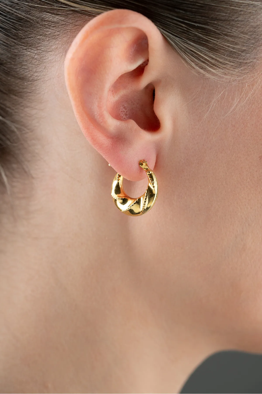 925 Ayar Gümüş Altın Kaplama Klasik Halka Küpe