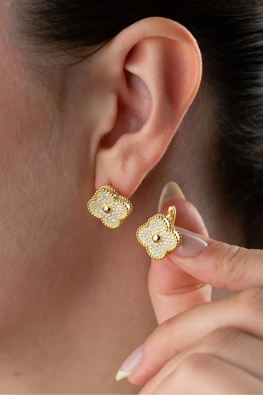 Kleeblatt Ohrringe – 925er Silber mit Zirkonia