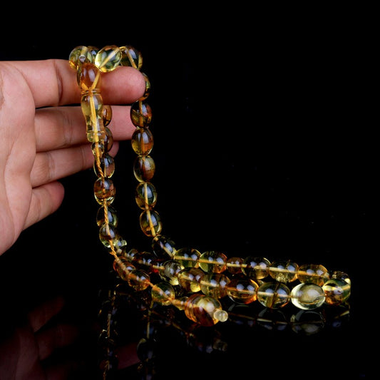 System with tassel large size drop amber rosary