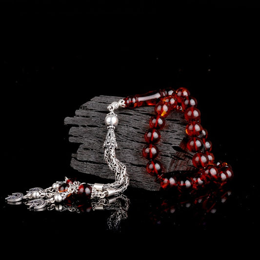 Original Drop Amber Rosary – Silver Tassel