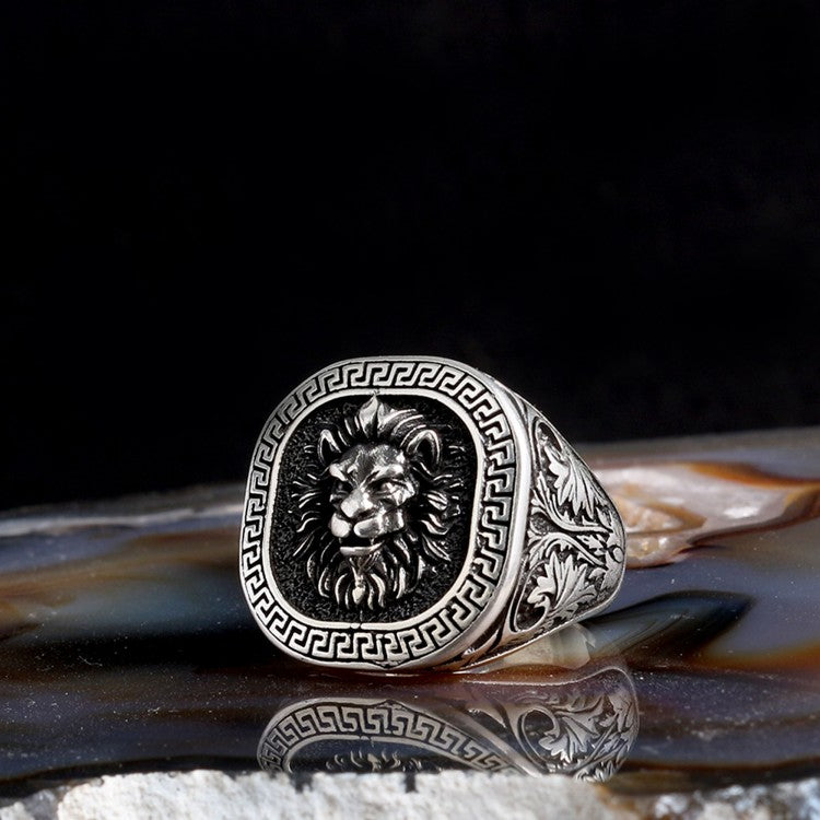 Men’s 925 Silver Ring with Lion Head Design