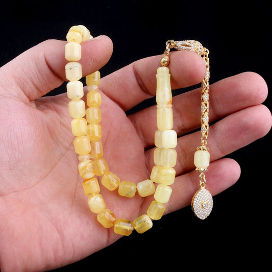 Gold Plated Silver Tassule Capsule Cutting Drop Amber Tesbih