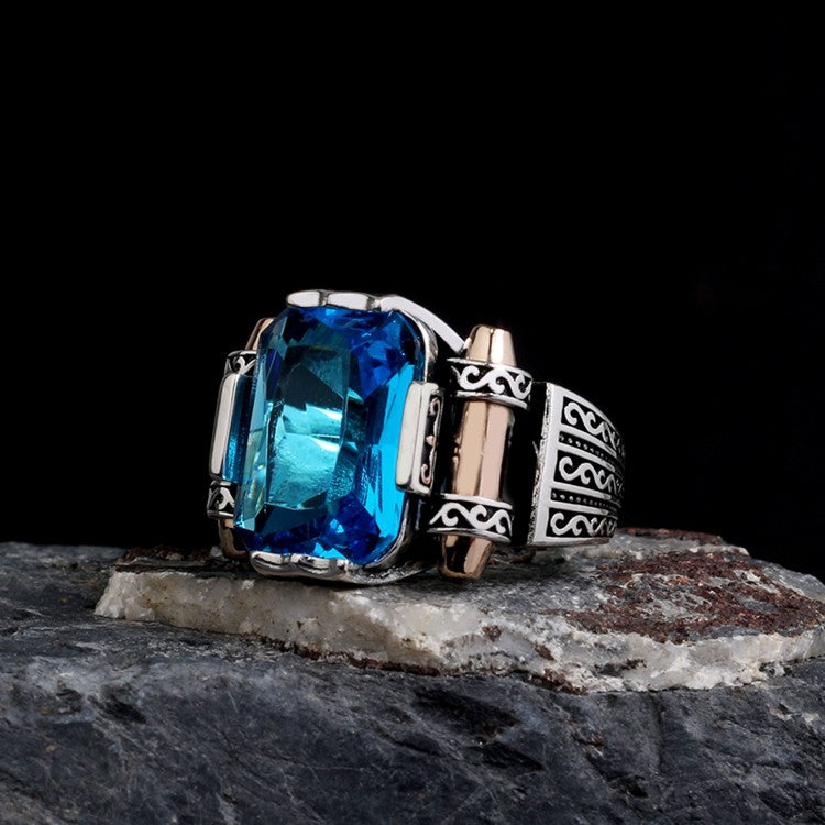 Blue Zircon 925 Sterling Silver Ring