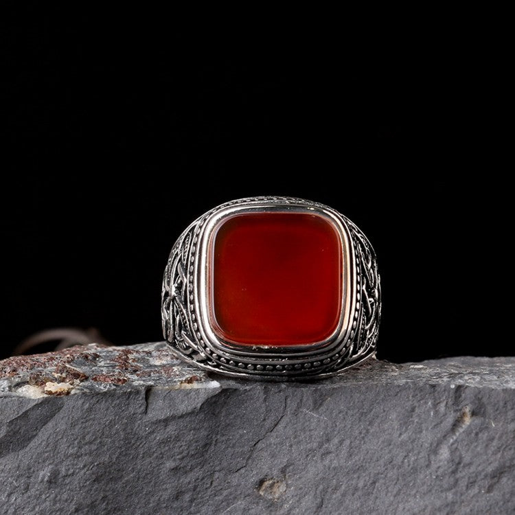 Men’s 925 Silver Ring with Agate Stone