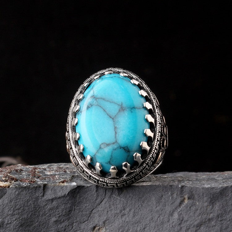 Orijinal Turkuaz Taşlı 925 Ayar Gümüş Yüzük